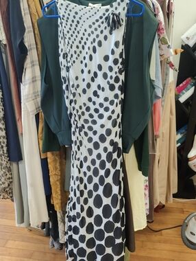 Zara Open Back Black and White Polka Dot Maxi Dress